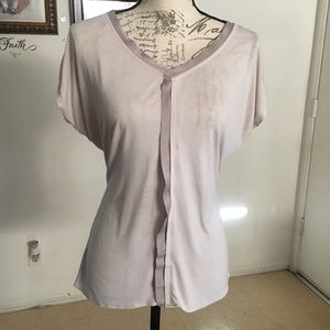 Worthington V Neck Beige Short Sleeve Top Size S